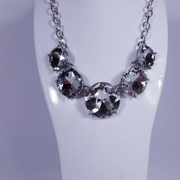 Jewelry - Oversize Rhinestone Necklace on Silver Chain